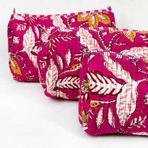 Estuche de Algodón Acolchado Vintage Hecho a Mano con Cierre de Cremallera Ecológico Resistente al Agua Estuche Organizador de Maquillaje de Viaje Grande/Mediano - Product Image 2