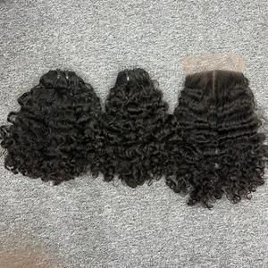 Rizado birmano de alta calidad en extensiones de cabello humano al por mayor de trama 100% cabello crudo un donante - Product Image 1