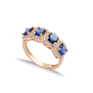Cinco piedras zafiro CZ anillo de plata redondo joyería para mujer Baguette venta al por Mayor turco hecho a mano 925 joyería de plata esterlina - Product Image 5