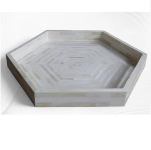 Décoration de table de fête de mariage, dernier design en incrustation d'os, plateau de service rond en bois, lot de 2 - Product Image 3