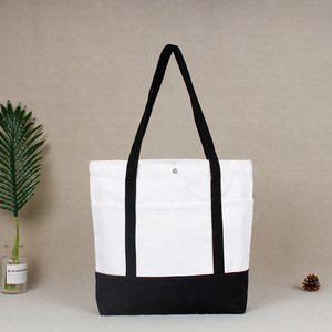 Custom Printed Fashion Striped Canvas <b>Tote</b> <b>Bag</b> <b>with</b> Lace-Up Closure <b>Pocket</b> for Women - Product Image 6