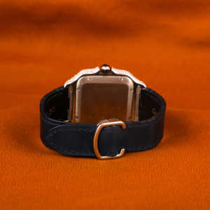 นาฬิกาประดับเพชรสุดหรูพร้อมสายหนังสีน้ำเงินประดับเพชรเม็ดกลมตัดครึ่งวันที่คลาสสิกสไตล์โรมันหน้าปัดทรงสี่เหลี่ยมขนาด41มม. - Product Image 4