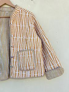 Chaqueta acolchada de algodón con estampado de bloque de mano reversible transpirable Chaqueta corta de algodón - Product Image 3