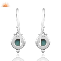 Boucles d'oreilles pendantes tendance en argent sterling 925 oxydé avec pierre précieuse turquoise naturelle Kingman, design élégant, pour femme, mariage, fête