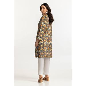 Camisa de Vestir Casual Azul para Mujer con Estampado Dorado - Product Image 1