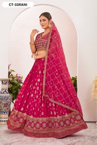 Dola Designer Soie Jacquard Floral Travail Lehengha Choli Paillettes Zari Broderie Dentelle Décoration Vintage Droite Naturel - Product Image 2