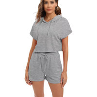 Ensemble 2 pièces haut de gamme pour femme : sweat à capuche et short en coton mélangé épais, séchage rapide, avec cordon de serrage, idéal pour l'hiver et le streetwear fitness