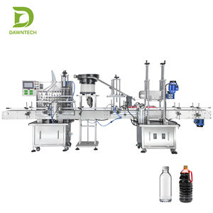 Línea automática de llenado y tapado con alimentador vibratorio para agua, aceite, leche, perfume, salsa, boquilla antiderrame y cinta transportadora - Product Image 1