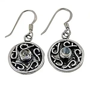 "Vintage Diamond Celtic <b>Knot</b> 925 Silver Hoop <b>Earrings</b> for Women" - Product Image 3