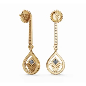 Pendientes de Diamantes en Forma de Lágrima Radiantes Elysian de Oro de 9 Quilates de Primera Calidad, Joyería de Corte Radiante Cultivada en Laboratorio, Proveedor de Exportación B2B al por Mayor en Línea - Product Image 3