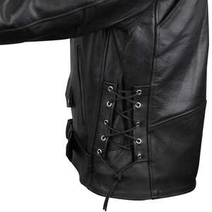 Veste en cuir vintage de moto décontractée pour hommes, manteau, tenue d'automne, veste tendance en cuir avec design de poche pour le printemps - Product Image 5