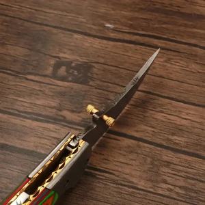 Couteau pliant TARJ en acier Damas fait main, conception OEM, verrouillage arrière, chasse allemande, haute durabilité, pointe tombante, Pakka 3 - Product Image 2