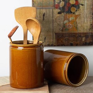 Stoneware <b>Ceramic</b> Utensil Holder | Kitchen Cooking <b>Spoon</b> Storage | Home & Hotel Countertop Organizer - Product Image 3