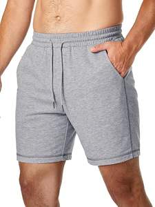 High Quality <b>Men's</b> 100% Cotton Knitted Mid Waist Sports <b>Shorts</b> Drawstring Breathable Eco-Friendly Gym Casual Terry Hip-Hop - Product Image 6