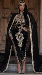 2025 @ Dernière robe algérienne noire Badroune & Barnousse ornée de perles de verre en cristal pierres perles et travail manuel Dabka - Product Image 3