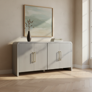 Modern Eco-Friendly Living Room <b>Cabinet</b> with 4 Shutter Doors <b>Green</b> Color PANTONE 14-4105 TPG Gray Blue - Product Image 3