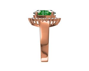 แหวนเพชรรูปวงรีสีโรสโกลด์14K/18K ปรับแต่งได้สีเขียวเคลือบโรสโกลด์เครื่องประดับสำหรับผู้หญิงผลิตในงานแต่งงาน - Product Image 4