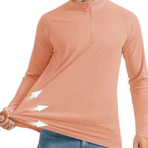 Polo para hombre, con cremallera de cuarto, cuello vuelto, manga larga, algodón, talla grande, ropa para exteriores, estilo informal, Polo de Color sólido para hombre - Product Image 4