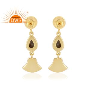 ต่างหูอัญมณีลาบราดอไรต์ธรรมชาติ18K ชุบทอง18K ต่างหูห้อยอัญมณี - Product Image 4