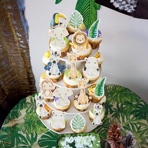54 pièces comestibles <span class=keywords><strong>Jungle</strong></span> <span class=keywords><strong>Safari</strong></span> Animal thème Cupcake Toppers Dessert Muffin gâteau pics décor pour bébé douche fête d'anniversaire fournitures - Product Image 4