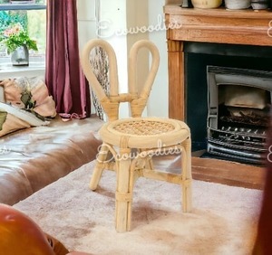 Silla con Lazo para Niño Pequeño, Silla Natural de Ratán, Material Natural, Respetuoso con el Medio Ambiente, Muebles de Jardín de Infancia, Silla de Bambú - Product Image 5