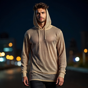 Entraînement Fisher Mesh Hoodie Hommes Gilet Fitness Exercice Voir À Travers À Manches Longues Résille Maille À Capuche Tops Singlets Hommes - Product Image 3