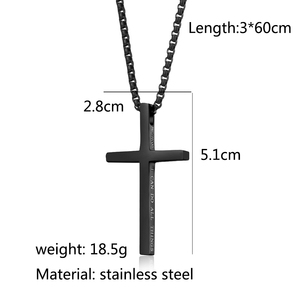 Collar de Cruz simple de acero de titanio estilo unisex sin género hombres y mujeres colgante suéter cadena colgante - Product Image 6