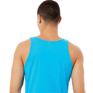 Side Seamed Retail Fit 100% Airlume Combed and Ring Spun Cotton 32 Single 4.2 oz Neon <b>Blue</b> Unisex Jersey Tank - Product Image 6
