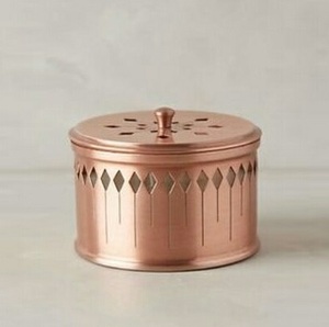 Tarro de vela de oro decorativo para el hogar personalizado con tapa, tarro de hierro relleno de cera de lujo, contenedor de velas, cuenco de Metal, portavelas, recipiente - Product Image 6