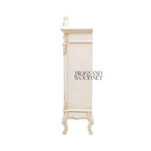 Vintage Cream Carved <b>Display</b> Vitrine <b>Cabinet</b> - Product Image 5