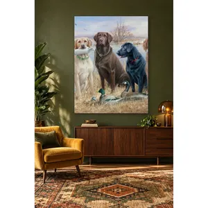 Impression sur toile « Trois labradorrets au bord d'un lac d'hiver » de Fida - Product Image 4