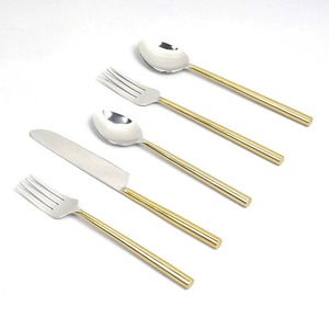 Cubiertos de acero inoxidable, Ideal para cocina, mesa, café, hogar, Color plateado, cubiertos terminados, juego de mango de Metal de diseñador de 5 - Product Image 6