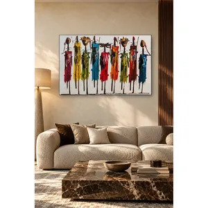 Impression sur toile de femmes africaines portant des paniers dans des robes colorées - Product Image 3