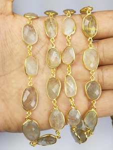 Pendentif de chaîne de connecteur de pierre de lune arc-en-ciel naturel 14KGold plaqué breloque accessoires de connecteur pour Bracelet pendentif par Zubeda Gems - Product Image 2