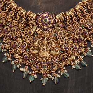 Antique Gold Plated Zinc Alloy Short Women's <b>Necklace</b> Diamond Pearl Beads Claw Setting Inlay Technology Religious Style Wedding - Product Image 3