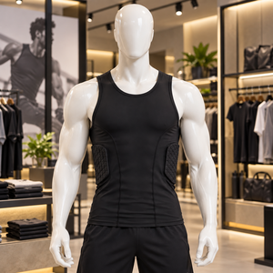 Custom Printed Padded Compression Tank Top <b>Mens</b> <b>Rib</b> Protector Sleeveless Basketball Football Shockproof Quick Dry - Product Image 5
