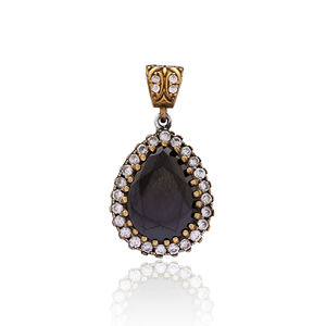 Pendentif à breloque en pierre d'onyx authentique fait à la main turc en gros bijoux en argent sterling 925 - Product Image 1