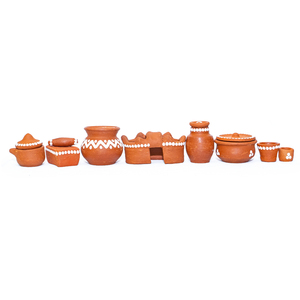 Juego de cocina en miniatura de terracota hecho a mano, 20 piezas, juguetes de cocina de arcilla tradicionales para niños, juego de simulación, juego de regalo ecológico - Product Image 1