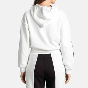 Ensemble de survêtement d'hiver respirant en V lourd 100% coton pour femmes personnalisées avec blocs de couleurs imprimés fermeture à col rond avant sportif - Product Image 6