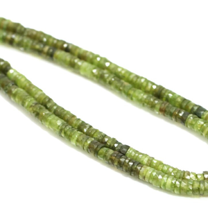 Cuentas Heishi de Gemstone Vessonite AAA: Color Oliva Sombreado, Facetadas, Forma de Neumático, Hilo de 16 Pulgadas - Product Image 3