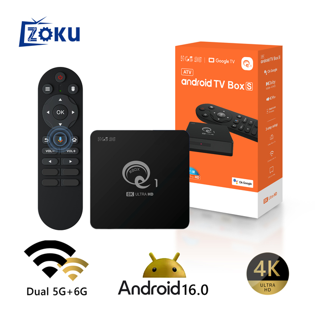 Latest Design Q1 Support 8k Good Tv Box Android 16 Os with 16GB H313 Allwinner Video Set Top Box BT5.2 Voice Assistant Ott