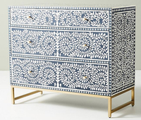 Commode à 3 tiroirs en bois à prix d'usine avec armoire à tiroirs de qualité durable au design floral pour hôtel directement exportée