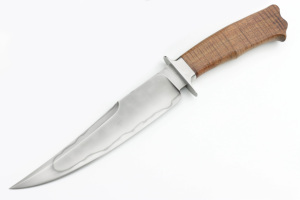 Vente chaude Meilleure Qualité San Mai En Acier Au Carbone Bowie Couteau Manche En Bois Chasse, Camping, Couteaux De Plein Air avec Gaine En Cuir - Product Image 2