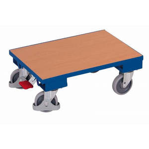 Chariot à roulettes Variofit Euro-System industriel à quatre roues en contreplaqué 610 x 415 mm, capacité de charge pour sols à usage intensif - Product Image 1