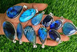 Tendance maintenant Bleu Labradorite Pendentifs Charmes, En Gros 925 Argent Plaqué Cristal Gemme Collier Pendentifs, Bijoux De Mode - Product Image 4