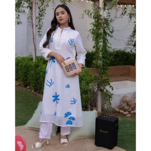 ชุดคุर्ตาสีขาวลายจัสมินสำหรับผู้หญิง - Product Image 6