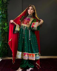 ชุดเดรส Afgani kuchi ผ้าชีฟองสำหรับผู้หญิงชุดเดรสสไตล์พื้นเมืองผ้าชีฟองมีสไตล์งานปักทำด้วยมือชุดสำนักงานที่ไหลลื่น - Product Image 4