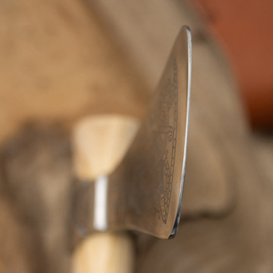 Prim el-dövme Viking balta Survival hazır çift başlı oyulmuş bıçak yüksek karbon çelik katı ahşap kolu endüstriyel sınıf - Product Image 4