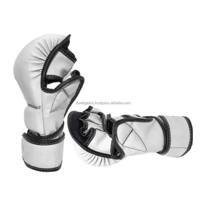 Dwelt Gears Elite MMA Fight Gloves PU Leather <b>Open</b> Finger Hook Loop Closure Customizable Professional UFC Training Gloves - Product Image 6