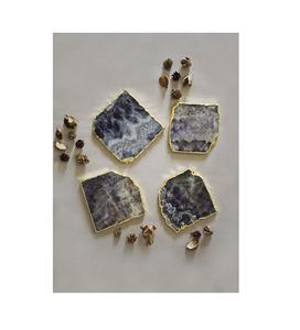 Accesorios de cocina Vajilla Accesorios Posavasos de ágata Rebanada de ágata galvanizada dorada a precio mayorista con calidad premium - Product Image 5